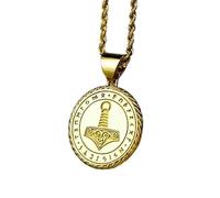 LKBEADS Collier pendentif marteau de Thor 22 mm | LK_NLC_00323 | Pendentif médaillon rond abeille de 24 mm inspiré par la nature avec chaîne câble de 45 cm.