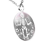 LKBEADS Collier pendentif Memento Mori en argent sterling 925 plaqué argent, chaîne câble de 45,7 cm (18 pouces), pendentif rond, bijou unisexe fait main | LK_EMBO_00327