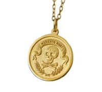 LKBEADS Collier pendentif Memento Mori en argent sterling 925 plaqué or, chaîne câble de 45,7 cm (18 pouces), breloque ronde, bijou unisexe fait main | LK_EMBO_00499