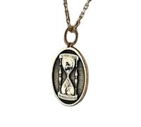 LKBEADS Collier pendentif Memento Mori en argent sterling 925 plaqué or, chaîne câble de 45,7 cm (18 pouces), breloque ovale, bijou unisexe fait main | LK_EMBO_00308