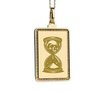 LKBEADS Collier pendentif Memento Mori gravé, en argent sterling 925 plaqué or, avec chaîne câble de 45,7 cm (18 pouces). Bijou fait main pour homme et femme | LKD_EGP_00221