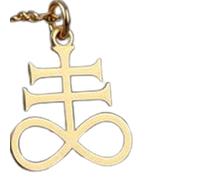 LKBEADS Collier pendentif minimaliste croix Léviathan en argent sterling 925, forme élégante, chaîne câble de 45 cm plaquée or, bijou symbolique | LKD_3DM_00686