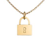 LKBEADS Collier pendentif minimaliste en argent sterling 925 avec cadenas, forme élégante, chaîne câble de 45 cm, plaqué or, bijou symbolique | LKD_3DM_00391