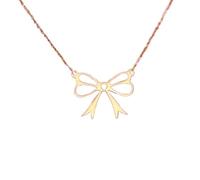 LKBEADS Collier pendentif minimaliste en argent sterling 925 avec nœud papillon, forme élégante, chaîne câble de 45 cm, plaqué or, bijou symbolique | LKD_3DM_00751