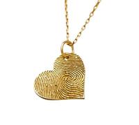 LKBEADS Collier pendentif minimaliste en argent sterling 925 en forme de cœur avec empreinte digitale, chaîne câble de 45 cm plaquée or, bijou symbolique | LKD_3DM_00288
