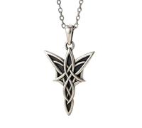 LKBEADS Collier pendentif minimaliste en argent sterling 925 en forme d'étoile elfique 3D, avec chaîne câble de 45 cm (18 pouces) plaquée argent | LKD_3DM_00135