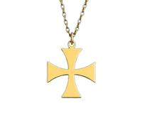 LKBEADS Collier pendentif minimaliste en argent sterling 925, forme croix de Malte, chaîne câble de 45 cm plaquée or, bijou symbolique | LKD_3DM_00337