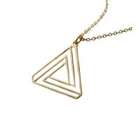 LKBEADS Collier pendentif minimaliste en argent sterling 925, forme triangle paradoxal, chaîne câble de 45 cm plaquée or, bijou symbolique | LKD_3DM_00618