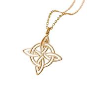 LKBEADS Collier pendentif minimaliste en argent sterling 925, motif nœud celtique à quatre branches, en forme d'étoile, avec chaîne câble de 45 cm plaquée or. Bijou symbolique | LKD_3DM_00652