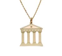 LKBEADS Collier pendentif minimaliste en argent sterling 925, motif temple grec, forme élégante, chaîne câble de 45 cm plaquée or, bijou symbolique | LKD_3DM_00363