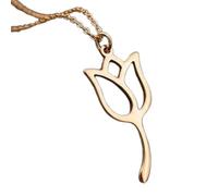 LKBEADS Collier pendentif minimaliste en argent sterling 925, orné d'une tulipe, forme élégante, chaîne câble de 45 cm plaquée or. Bijou symbolique | LKD_3DM_00668