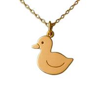 LKBEADS Collier pendentif minimaliste en argent sterling 925 représentant un bébé oie, de forme élégante, avec chaîne câble de 45 cm plaquée or | LKD_3DM_00507