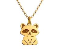 LKBEADS Collier pendentif minimaliste en argent sterling 925 représentant un bébé raton laveur, forme élégante, chaîne câble de 45 cm plaquée or, bijou symbolique | LKD_3DM_00472