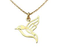 LKBEADS Collier pendentif minimaliste en argent sterling 925 représentant une hirondelle, de forme élégante, avec chaîne câble de 45 cm plaquée or. Bijou symbolique | LKD_3DM_00442