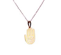 LKBEADS Collier pendentif minimaliste en argent sterling 925, représentant une main guérisseuse, avec une chaîne maille câble de 45 cm et un pendentif plaqué or. Bijou symbolique | LKD_3DM_00752