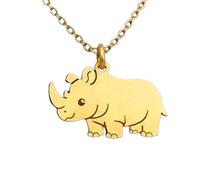 LKBEADS Collier pendentif minimaliste en argent sterling 925, rhinocéros, forme élégante, chaîne câble de 45 cm plaquée or, bijou symbolique | LKD_3DM_00289