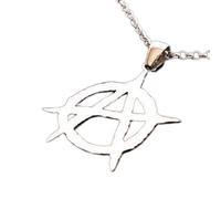 LKBEADS Collier pendentif minimaliste en argent sterling 925, symbole de l'anarchie, forme élégante, chaîne câble de 45 cm (18 pouces), plaqué argent, bijou symbolique | LKD_3DM_00583