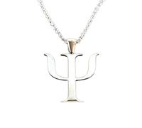 LKBEADS Collier pendentif minimaliste en argent sterling 925, symbole de psychologie (Psi), forme élégante, chaîne maille forçat de 45 cm, plaqué argent, bijou symbolique | LKD_3DM_00587