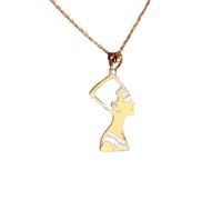 LKBEADS Collier pendentif Nefertiti minimaliste en argent sterling 925, forme élégante, chaîne câble de 45 cm plaquée or, bijou symbolique | LKD_3DM_00765