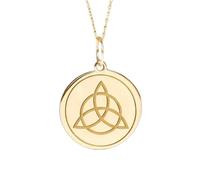 LKBEADS Collier pendentif nœud de la Trinité doré | LK_NLC_02001 | plated round pentagram symbol medallion 22mm mystical geometric engraved pendant with 18 inch cable chain