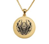 LKBEADS Collier pendentif orné d'un emblème militaire de crâne à cornes, en argent sterling 925 plaqué or, avec chaîne câble de 45,7 cm (18 pouces). Bijou pour homme et femme | LKD_EGP_00711