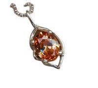LKBEADS Collier pendentif ovale facetté en morganite naturelle orange 15 x 11 mm, en argent sterling 925, avec chaîne de 45 cm, bijou spirituel et énergétique de guérison, cadeau | gmpd_0476