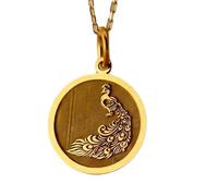 LKBEADS Collier pendentif paon en argent sterling 925 doré | LK_NLC_01294 | Pendentif discret représentant un acteur ou une actrice dans une pièce de théâtre tragique ou dramatique avec une .