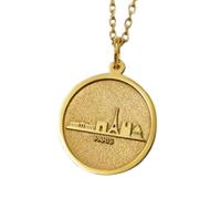 LKBEADS Collier pendentif Paris en argent sterling 925 plaqué or, chaîne câble de 45,7 cm (18 pouces), pendentif rond, bijou unisexe fait main | LK_EMBO_00527