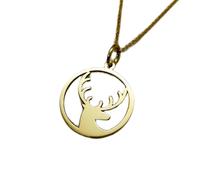 LKBEADS Collier pendentif pièce de monnaie en forme de cerf sauvage, 24 mm, avec chaîne câble de 45,7 cm | Argent sterling plaqué or | Bijou unisexe | LK_PNDN_1853