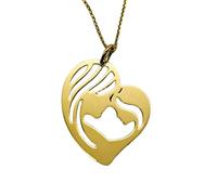 LKBEADS Collier pendentif pièce de monnaie en forme de mère et fille, 24 mm, avec chaîne câble de 45,7 cm | Argent sterling plaqué or | Bijou cadeau unisexe | LK_PNDN_1137