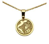 LKBEADS Collier pendentif pièce de monnaie gravée croix de Jésus 24 mm avec chaîne câble de 45,7 cm | Argent sterling plaqué or | Bijou unisexe | LK_PNDN_0870