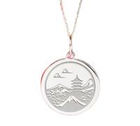 LKBEADS Collier pendentif pièce de monnaie gravée du Japon, 24 mm, chaîne câble de 45,7 cm (18 pouces) | Argent sterling 925 | Bijou unisexe | LK_PNDN_2155