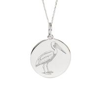 LKBEADS Collier pendentif pièce de monnaie gravée d'un pélican, 24 mm, avec chaîne câble de 45,7 cm (18 pouces) | Argent sterling 925 | Bijou unisexe | LK_PNDN_2214