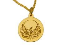 LKBEADS Collier pendentif pièce de monnaie gravée Phoenix 24 mm avec chaîne câble de 45,7 cm | Argent sterling plaqué or | Bijou unisexe | LK_PNDN_1280