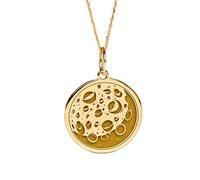 LKBEADS Collier pendentif pièce de monnaie gravée pleine lune cratère 24 mm avec chaîne câble de 45,7 cm | Argent sterling plaqué or | Bijou unisexe | LK_PNDN_0376