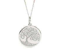 LKBEADS Collier pendentif pièce gravée Arbre de Vie 24 mm avec chaîne câble 45,7 cm | Argent sterling 925 | Bijou unisexe | LK_PNDN_2279