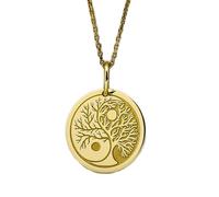 LKBEADS Collier pendentif pièce gravée Arbre de Vie 24 mm avec chaîne câble de 45,7 cm | Argent sterling plaqué or | Bijou unisexe | LK_PNDN_1712