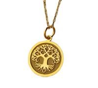 LKBEADS Collier pendentif pièce gravée Arbre de Vie 24 mm avec chaîne câble de 45,7 cm | Argent sterling plaqué or | Bijou unisexe | LK_PNDN_1699