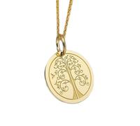LKBEADS Collier pendentif pièce gravée Arbre de Vie 24 mm avec chaîne câble de 45,7 cm | Argent sterling plaqué or | Bijou unisexe | LK_PNDN_1707