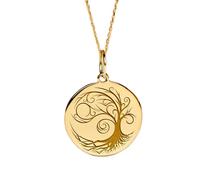 LKBEADS Collier pendentif pièce gravée Arbre de Vie 24 mm avec chaîne câble de 45,7 cm | Argent sterling plaqué or | Bijou unisexe | LK_PNDN_1711