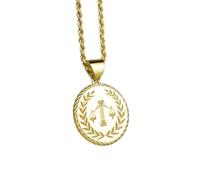 LKBEADS Collier pendentif pièce gravée Balance de la Justice 24 mm avec chaîne corde française de 45,7 cm | Argent sterling plaqué or | Bijou unisexe | LK_PNDN_1435