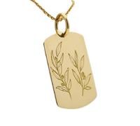 LKBEADS Collier pendentif pièce gravée branche d'olivier 26 x 19 mm avec chaîne câble de 45,7 cm | Argent sterling plaqué or | Bijou unisexe | LK_PNDN_1207