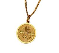 LKBEADS Collier pendentif pièce gravée Carpe Diem 24 mm avec chaîne câble de 45,7 cm | Argent sterling plaqué or | Bijou unisexe | LK_PNDN_0210