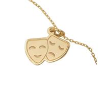 LKBEADS Collier pendentif pièce gravée comédie et tragédie 14 x 26 mm avec chaîne câble de 45,7 cm | Argent sterling plaqué or | Bijou unisexe | LK_PNDN_0312