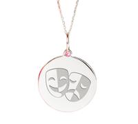 LKBEADS Collier pendentif pièce gravée « Comédie et Tragédie » 24 mm avec chaîne câble de 45,7 cm | Argent sterling 925 | Bijou unisexe | LK_PNDN_2062