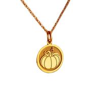 LKBEADS Collier pendentif pièce gravée fleur de pissenlit 24 mm avec chaîne câble de 45,7 cm | Argent sterling plaqué or | Bijou unisexe | LK_PNDN_0437