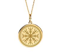 LKBEADS Collier pendentif pièce gravée Heaume de la Terreur 24 mm avec chaîne câble de 45,7 cm | Argent sterling plaqué or | Bijou unisexe | LK_PNDN_0759