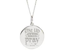 LKBEADS Collier pendentif pièce gravée « Lève-toi et prie » 24 mm avec chaîne câble de 45,7 cm | Argent sterling 925 | Bijou unisexe | LK_PNDN_2236