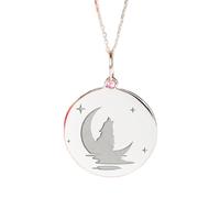 LKBEADS Collier pendentif pièce gravée loup et étoile 24 mm avec chaîne câble 45,7 cm | Argent sterling 925 | Bijou unisexe | LK_PNDN_2302