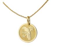 LKBEADS Collier pendentif pièce gravée perroquet 24 mm avec chaîne câble 45,7 cm | Argent sterling plaqué or | Bijou unisexe | LK_PNDN_1249